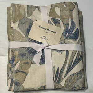 Tommy Bahama Raw Coast Cotton 3 Piece Duvet Cover Set - Blue/Off-White – King